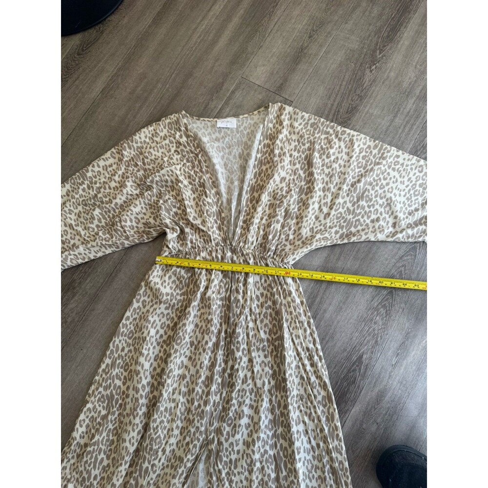 Girl and The Sun Verity Maxi Dress Deep VNeck Cream Muted Leopard Euro Trip Sz M - Picture 10 of 16